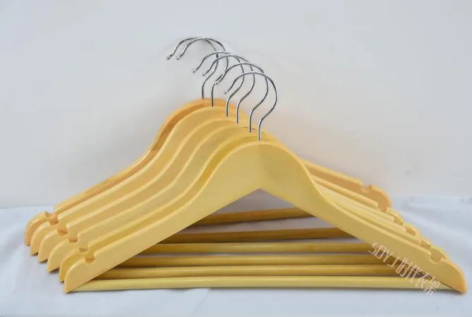 Free Shipping!!Natural Color Luxury Wooden Coats Hanger With A Wooden Bar Hot Sale