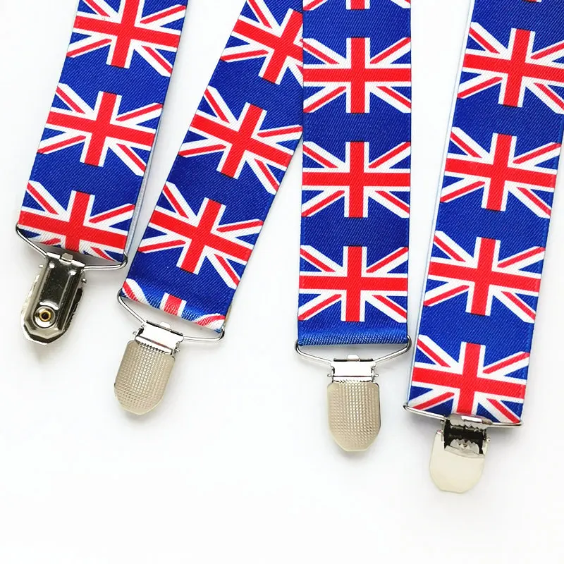 3.5 Cm Lebar Bendera Inggris Suspender Biru Dasi Kupu-kupu Set Besar Pria Wanita Kawat Gigi Leher Dasi Yang Sesuai dengan kemeja LB044