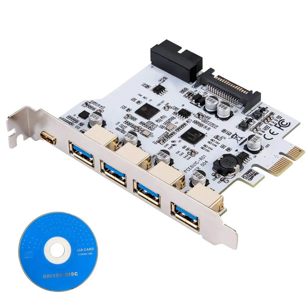 Aggiungi Su Scheda USB 3.0 PCI-E di Tipo C Scheda di Espansione PCI Express PCI-e a USB 3.0 Controller di 5 Port + 1 porta USB 3.1 PCI-E Card Adapter