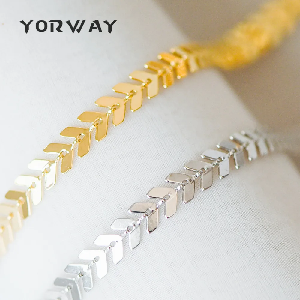 Gold/ Silver/ Rose Gold Flat Chevron Chain 6.3mm, Real Gold/ Rhodium Plated Brass, Decorative Herringbone Arrow Chain (#LK-156)