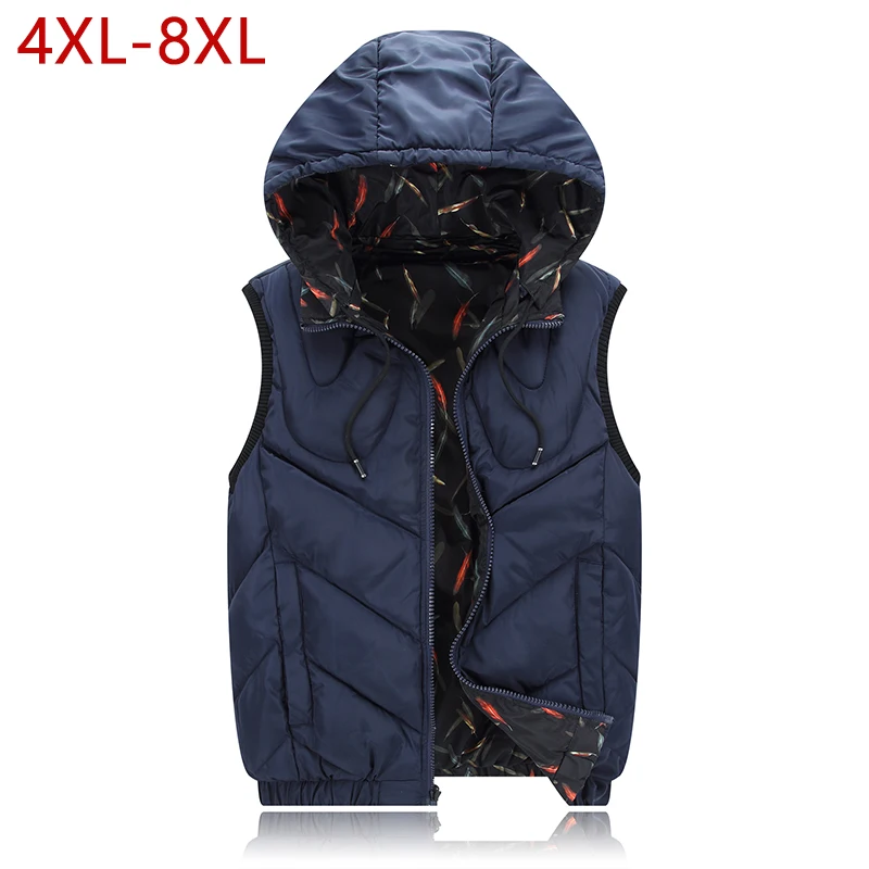 

Plus Size 4XL-8XL Cotton Thick Vest Winter Autumn Male Casual Warm Parka Varsity Padded Sleeveless Jacket Mens Baggy Waistcoat