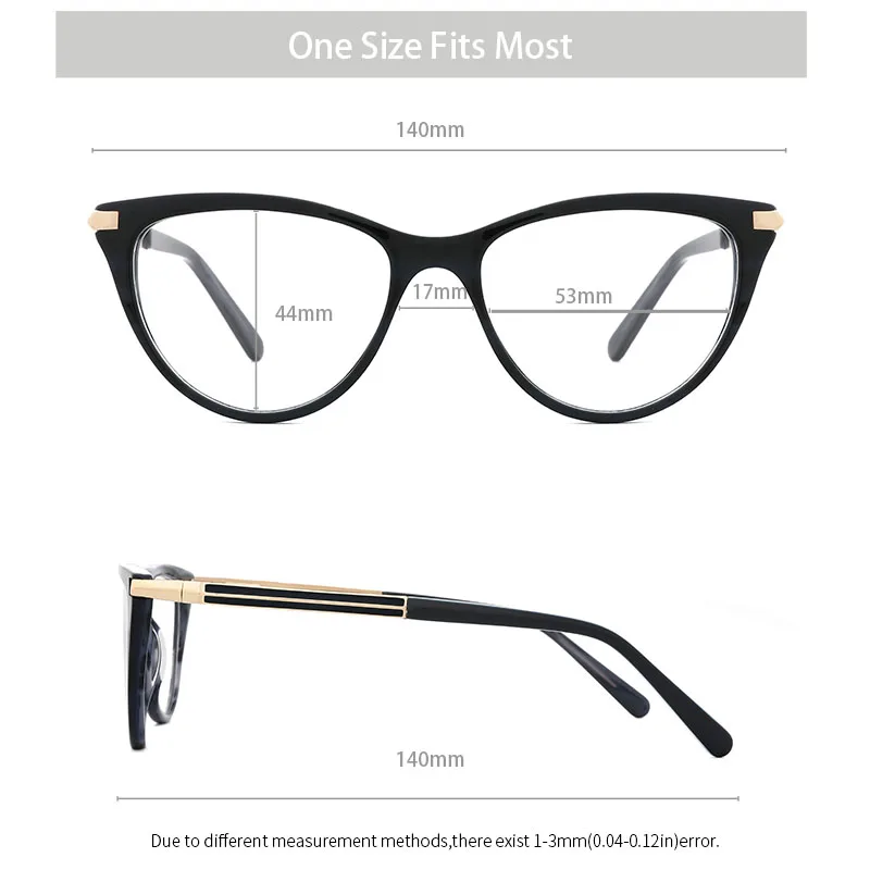 Acetate Women Eyeglasses Frame Myopia Prescription Transparent Stylish Cat Eye Glasses Frame 2019 New Arrival for Women#9004