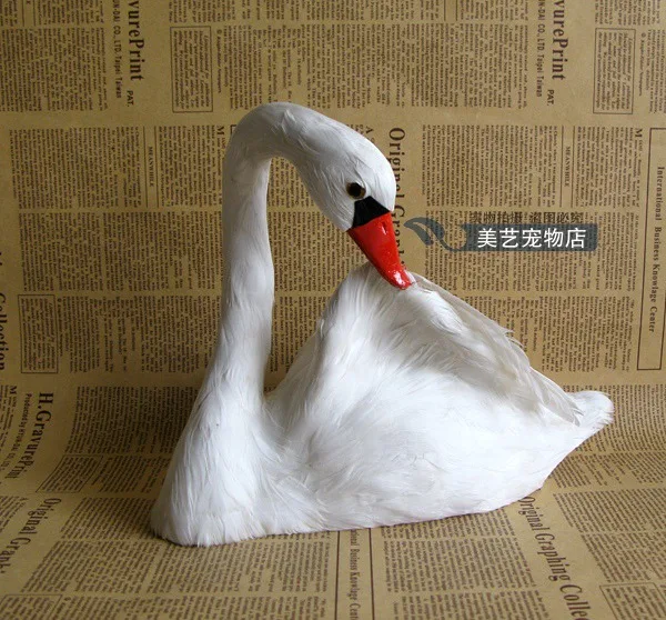 simulation goose 25x10x21cm toy model polyethylene&furs white goose model home decoration props ,model gift d127