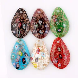 Wholesale 6pcs Handmade Murano Lampwork Glass Mix Color Flowers Drop Pendant Fit Necklace Jewelry Gifts