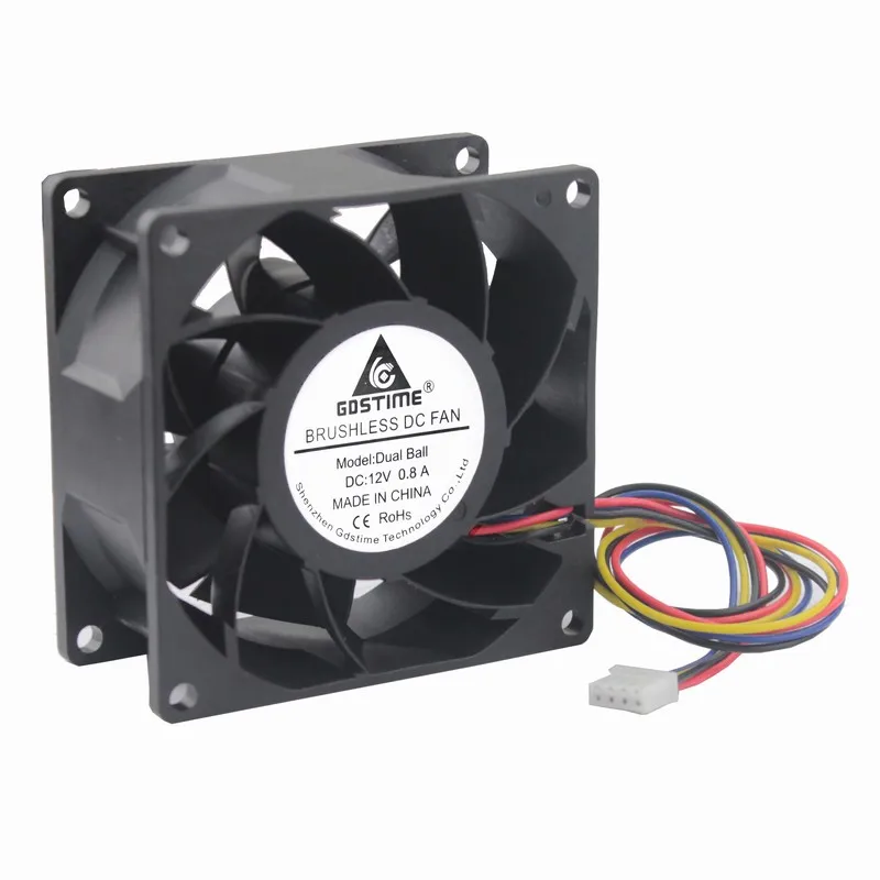 Waktu Luang 10 Buah Bola Ganda Radiator Komputer 80 Mm X 38 Mm Kipas Brushless DC 12 V 80X80 MM 4 Kabel 4 Pin CPU PC Case Cooling Fan 8 Cm