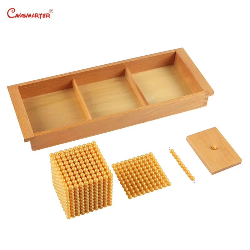 Montessori  Beads Materials Acrylic With Trays Educational Wooden Toys Golden Color Beechwood Box for 5 Years old Toy MA130-NX3