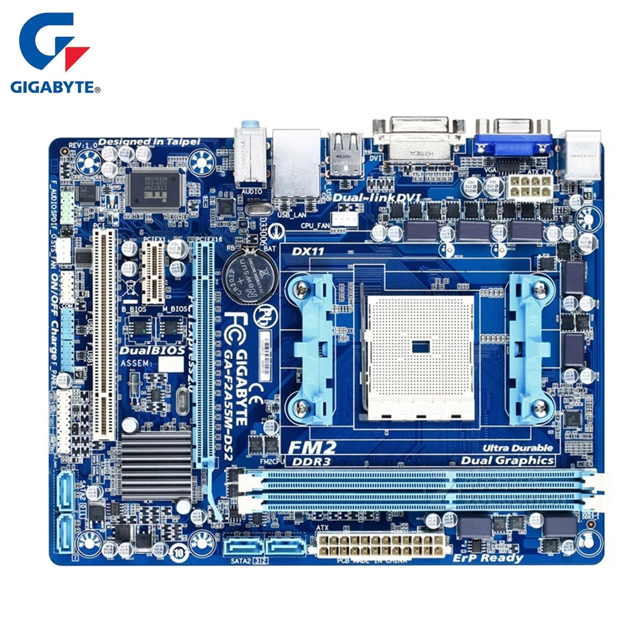 

Gigabyte Motherboard GA-F2A55M-DS2 Original DDR3 Desktop Mainboard Boards F2A55M-DS2 Socket FM2 A55 64GB Systemboard Boards Used