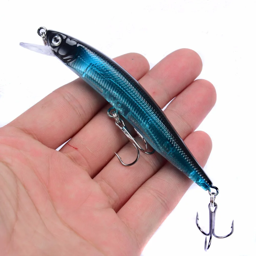LINGYUE Floating Minnow Rattling Bait 100mm 8g Diving 1m Wobbler 6# Hooks Fishing Lure 3d Eyes Bass Pike Tackle