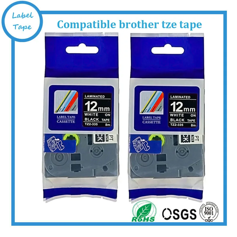 2pcs/lot label tape cartridge for brother P-touch TZe-335 TZe 335 TZ-335 TZ 335, 1/2