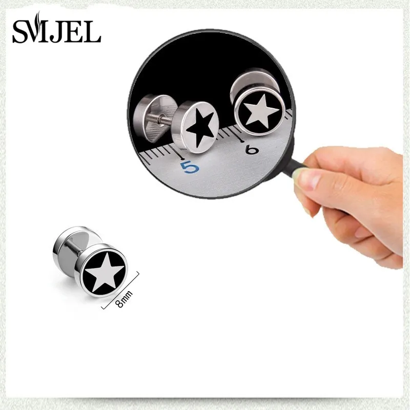 1Pc Punk Black Multiple Styles Stainless Steel Stud Earrings For Men Women Gothic Hip Hop Ear Jewelry Skull Star Studs 2024