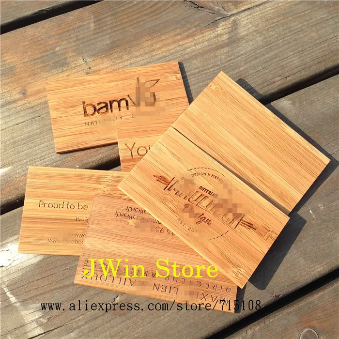 Engraving Wooden Business Card  Handicraft Bamboo Name Card Fashion Sculpture Card For Commercial Male Women  100pcs/lot