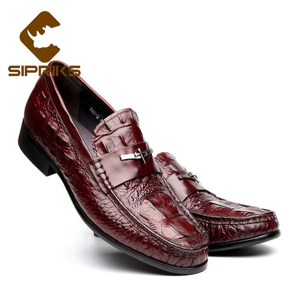 Sipriks Autumn Mens Slip On Leather Shoes Black Casual Shoes Elegant Male Moccasin Slippers Burgundy Mens Loafers Euro 44 2020