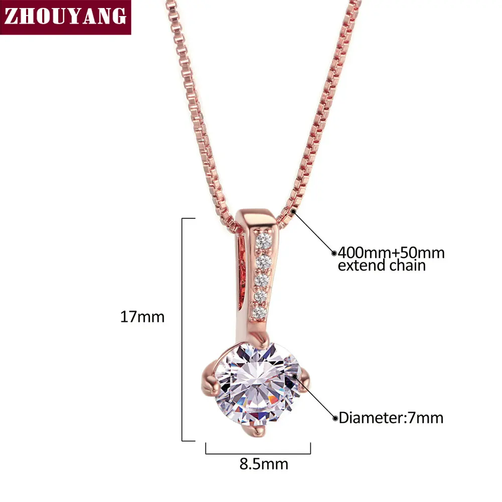 Top Quality Classic Simplicity Zircon Rose Gold Color Fashion Pendant Neclace N426 N427