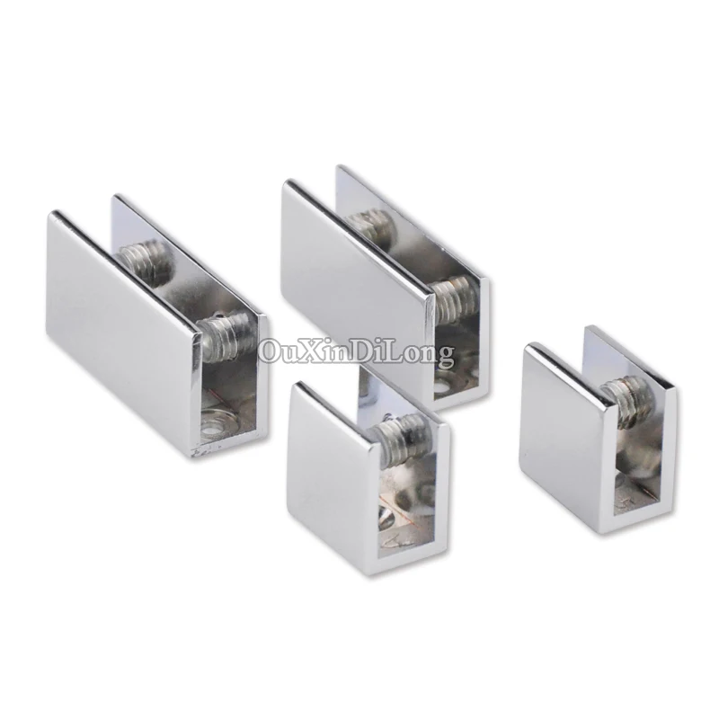 Multi-Choice 10PCS Zinc Alloy Thicken Glass Clamps Clips Holder Brace Shelf Support Brackets Silver Tone