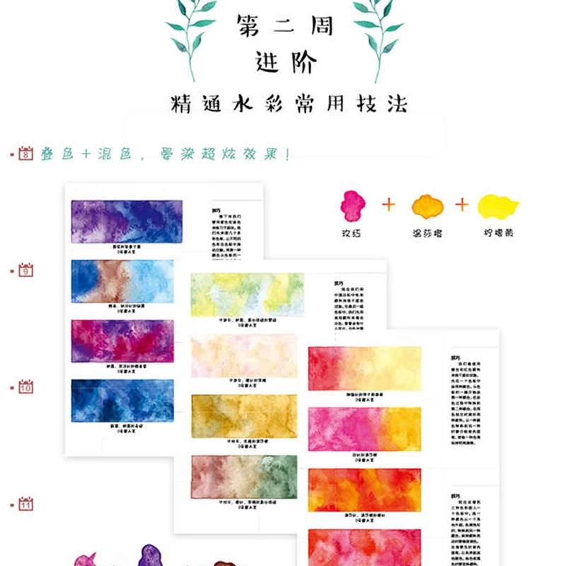 21 Days Learn To Paint In 100 Experiments Watercolor Book Zero Basic Watercolor Drawing Tutorial Book