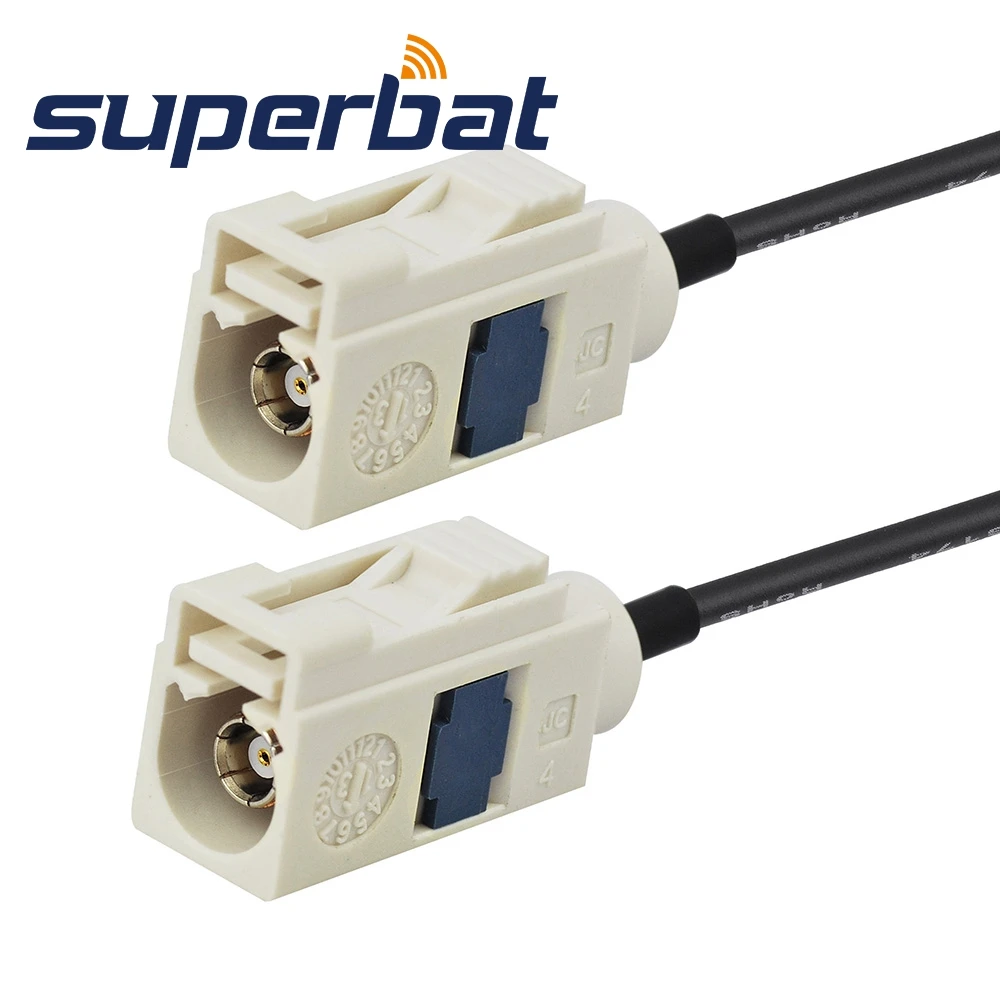 Superbat Fakra B White Jack Straight to Female Straight Pigtail Cable RG174 15cm Universal Extension Cord