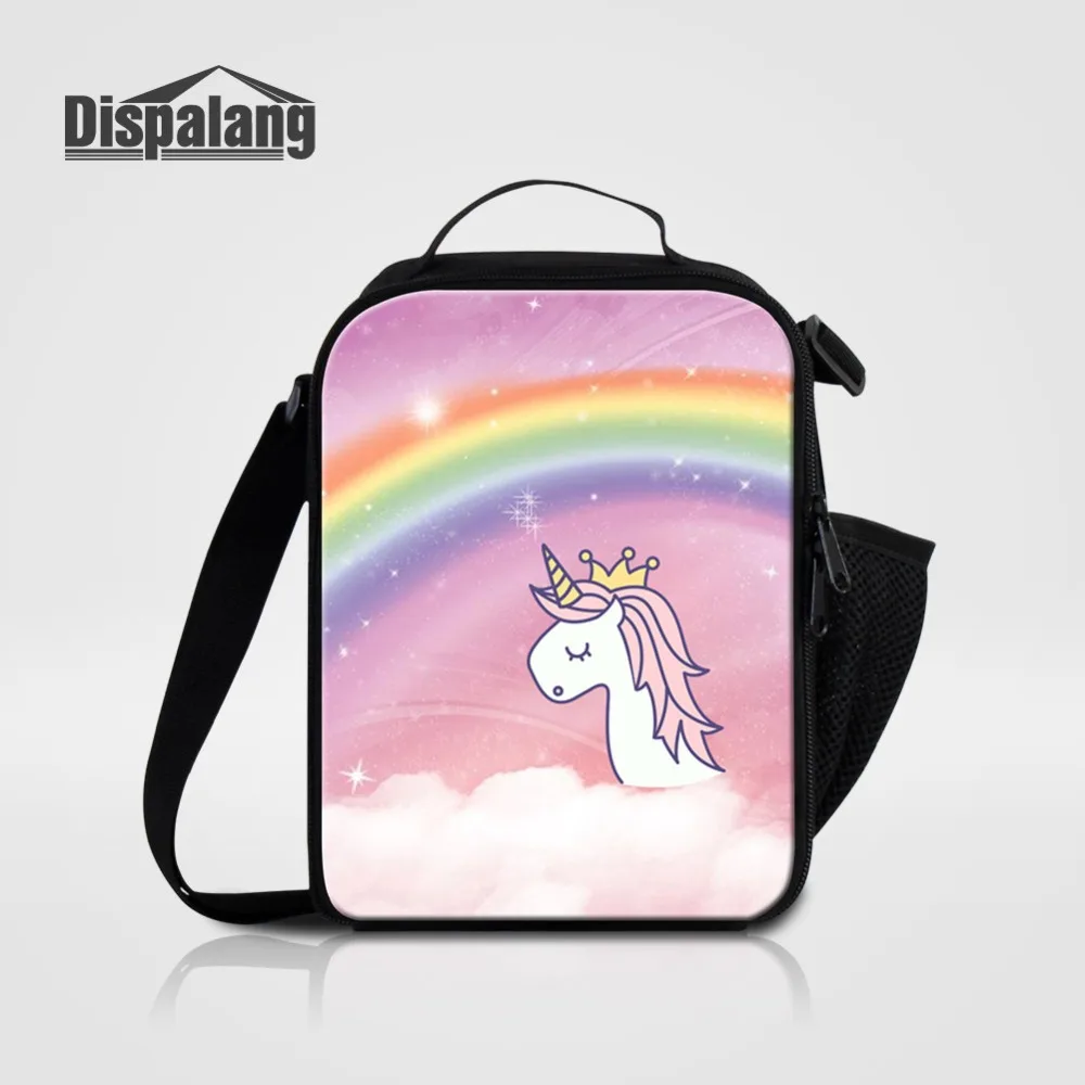 

Children Small Food Lunch Bag Rainbow Unicorn Animal Print Cooler For Student Girl Boy Fashion Crossbody Lunchbox For School