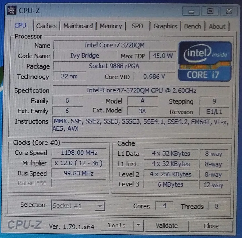 Original Intel Core I7-3720QM SR0ML CPU I7 3720QM processor 2.6GHz 6M Quad core free shipping support HM75 HM77