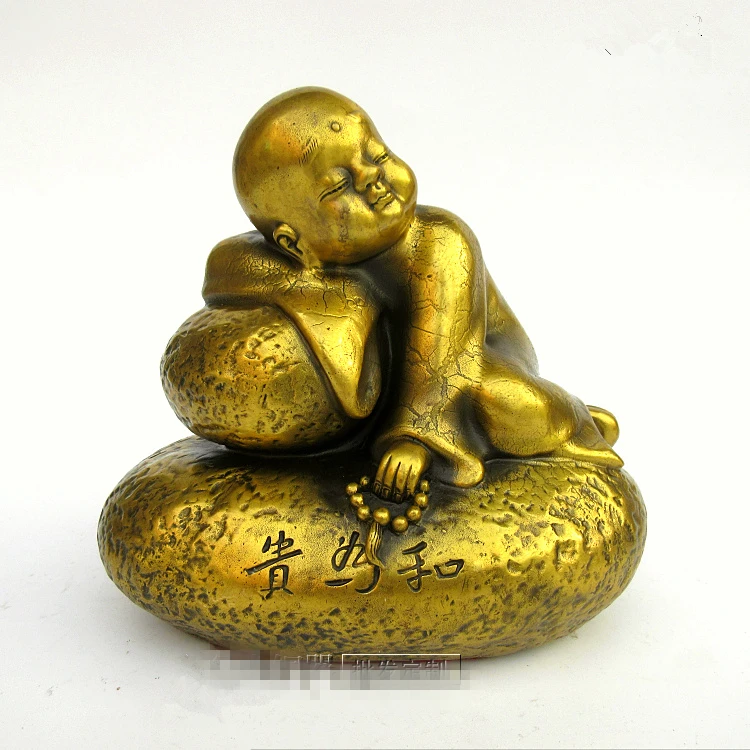 christmas China Buddhism Temple Brass Fozhu Pray Monk Side sleep Buddha meditation Statue halloween