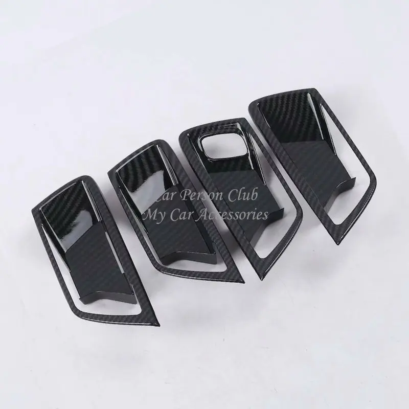 For Ford Focus 4 MK4 2019 2020 Interior Door Bowl Cover Handle Trims Carbon Fibre Stickers Decoration Car Styling Accessories