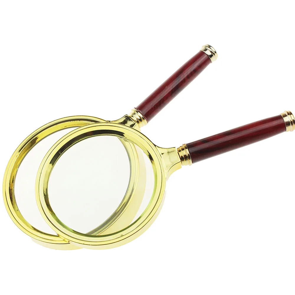 1Piece 80mm 90mm Handheld Reading 10X Magnifier Watch Phone Repair Magnifying Glass Imitation Wood Handle Lupa Loupe