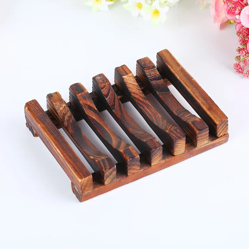 100Pcs/Lot Carbonized Bamboo Wooden Soap Holder Handmade Environmentally Soap Holder Anti-Corrosion Moisture-Proof Wholesale