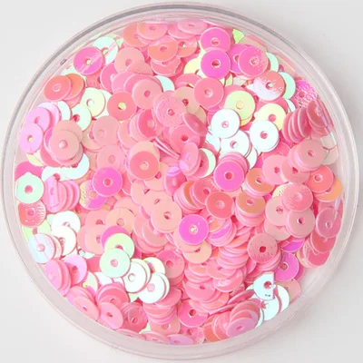 50g  5mm Flat Round Loose Sequins PVC Sequin Sewing DIY Decoration Middle Pink AB New Arrival Confetti