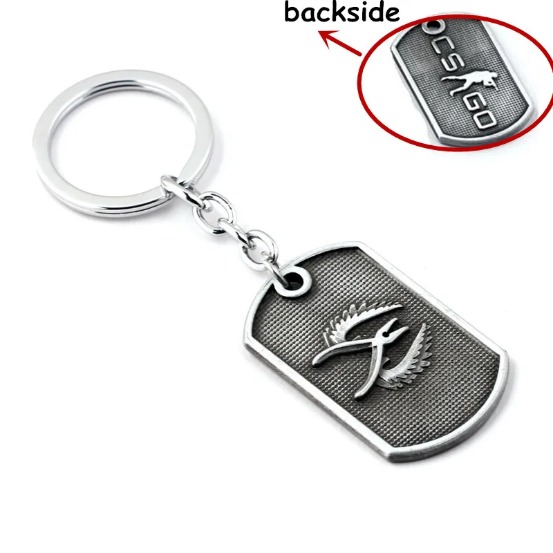 Hot Game CSGO T/CT Team Keychain Vintage Antique Silver Dog Tag Pendants Key Chain Key Rings Key Holders For Men 12pcs/lot