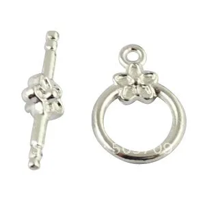 

120Sets Silver Color Plate flower Circle toggle clasps A1075SP FREE SHIPPING