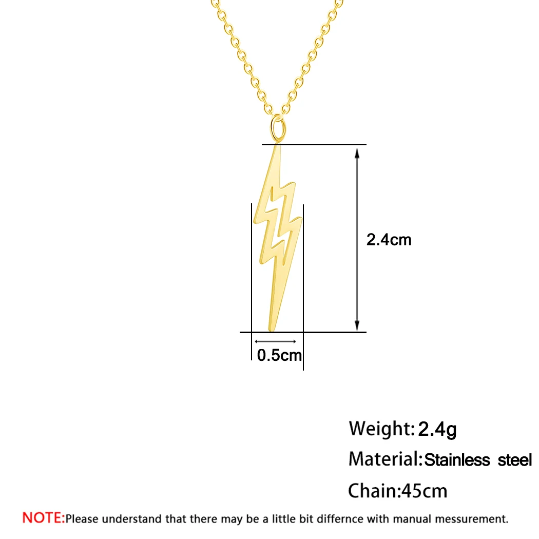 QIMING Thunder Bolt Lighting Necklace Women Men Jewelry Stainless Steel Vintage Tibetan Pendant Necklace Birthday Collar Collier