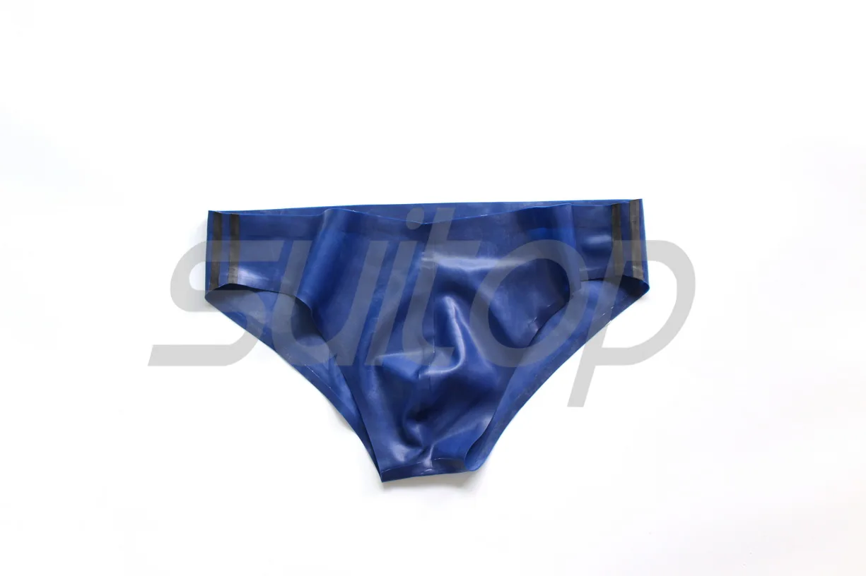 

Suitop New men 's Lattex underwear rubber briefs in main blue and black trim