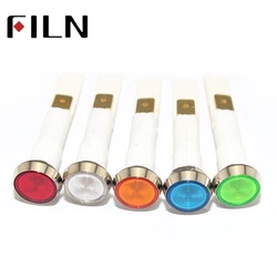 FILN 10mm hole plastic amber green blue led signal lamp 12V 24V 110V 220v with 6.3mm faston terminal pins