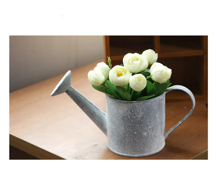 1PC Zakka Mini Iron Water Pot Decorative Floral Ornaments Home Furnishing Tin Photo Props Flower Vase JL 008