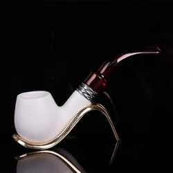 High Quality Smoking Resin Tobacco Pipe Copy Meerschaum Cigar Imitation Sepiolite Pipes Best Gift for Friend