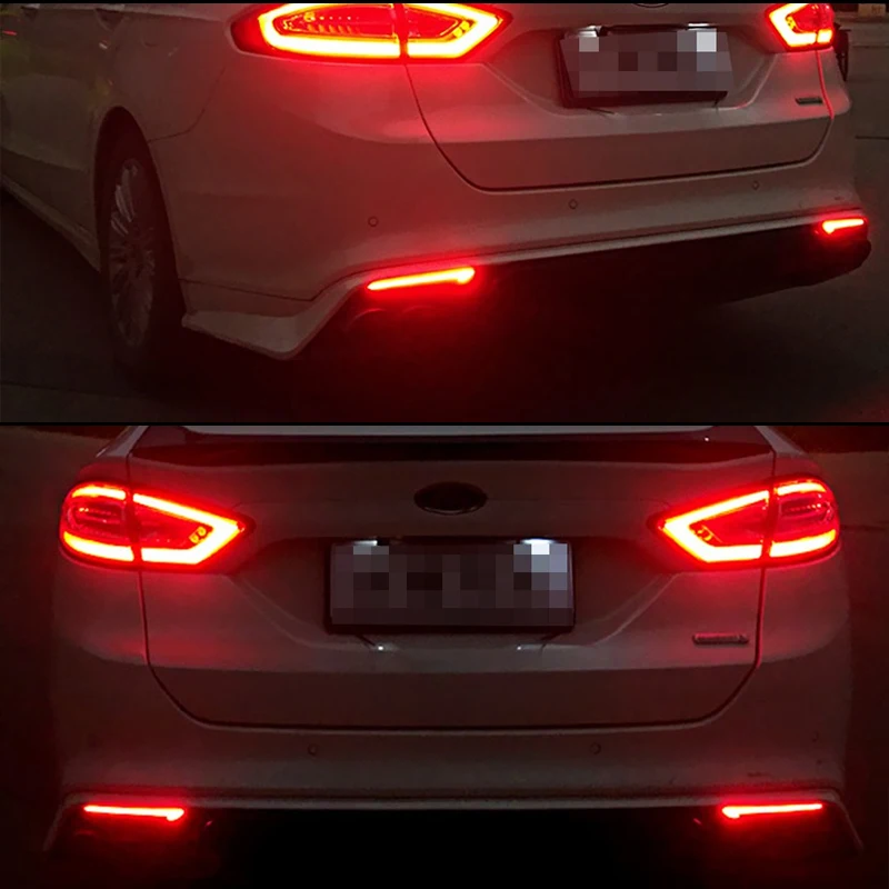 Taillight Style Red 3D Optic LED Rear Bumper Reflector driving Tail Brake Light Turning Lights For 2014~2016 Ford Fusion Mondeo