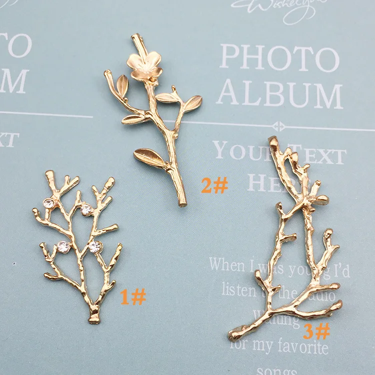 20pcs Zinc Alloy Branches leaves wedding Handmade Jewelry  Pearl  Accessories Bracelet Necklace Pendants DIY Crafts wholesale