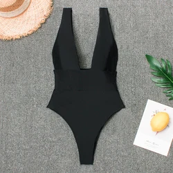 2019 Women Swimwear Sexy High Cut One Piece Swimsuit Backless Swim Suit Black White Thong Bathing Suit Female Monokini