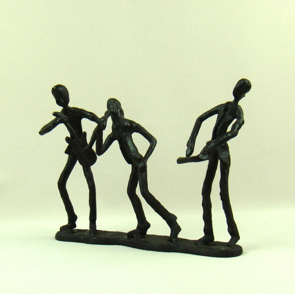 Metal Rocking Band Miniature Abstractive Cast Iron Hippie Figurine Decor Craft Ornament for Souvenir Gift and Art Collection