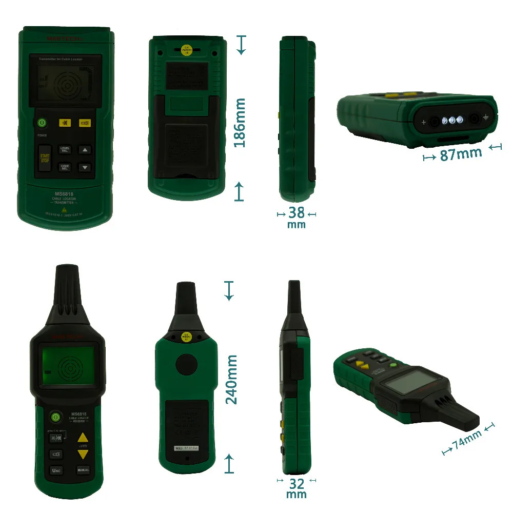 Detector localizador de cables MS6818, 12V-400V AC DC, probador de red de cables subterráneos, rastreador de línea CC portátil eléctrico, buscador de línea