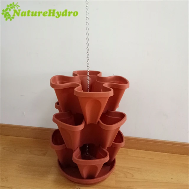 

Stackable Plastic Flower Planters Vertical Garden Pots Stacked Pots