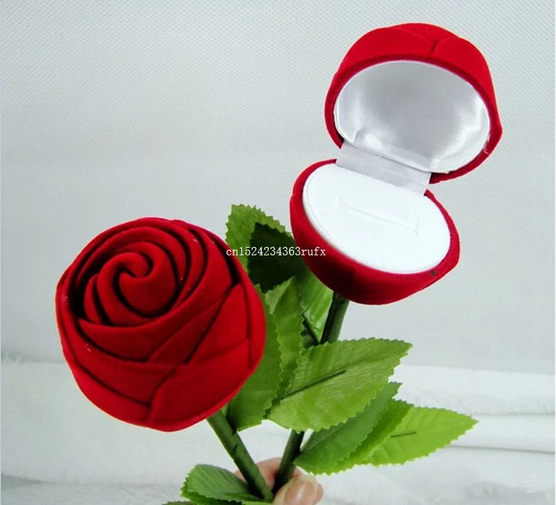 100pcs Red Rose Flower Ring Box Valentine's Day Proposal Gift Boxes Engagement Wedding Earring Ring Pendant Display Box