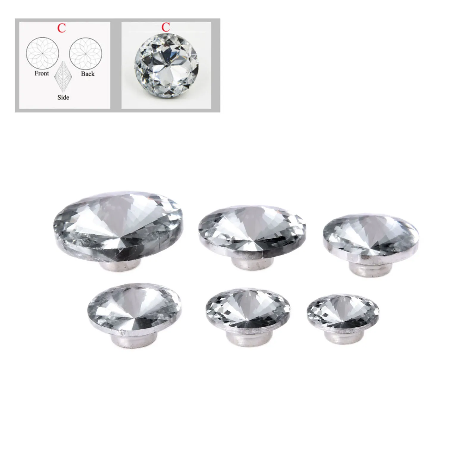 DRELD 10Pcs Diamond Crystal Upholstery Nails Button Tack Stud Pins Sofa Bag Wall Decoration Furniture Accessory 16/18/22/25/30mm