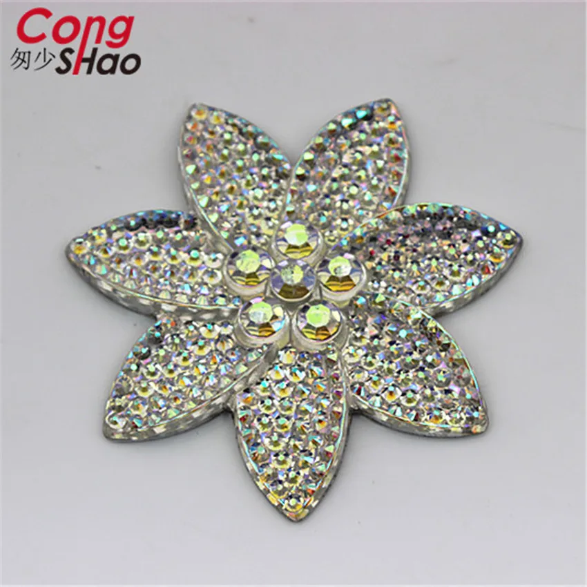 Cong Shao 20 pz 57mm AB colore a forma di fiore resina strass Applique cristallo Flatback pietre per accessori Costume CS509