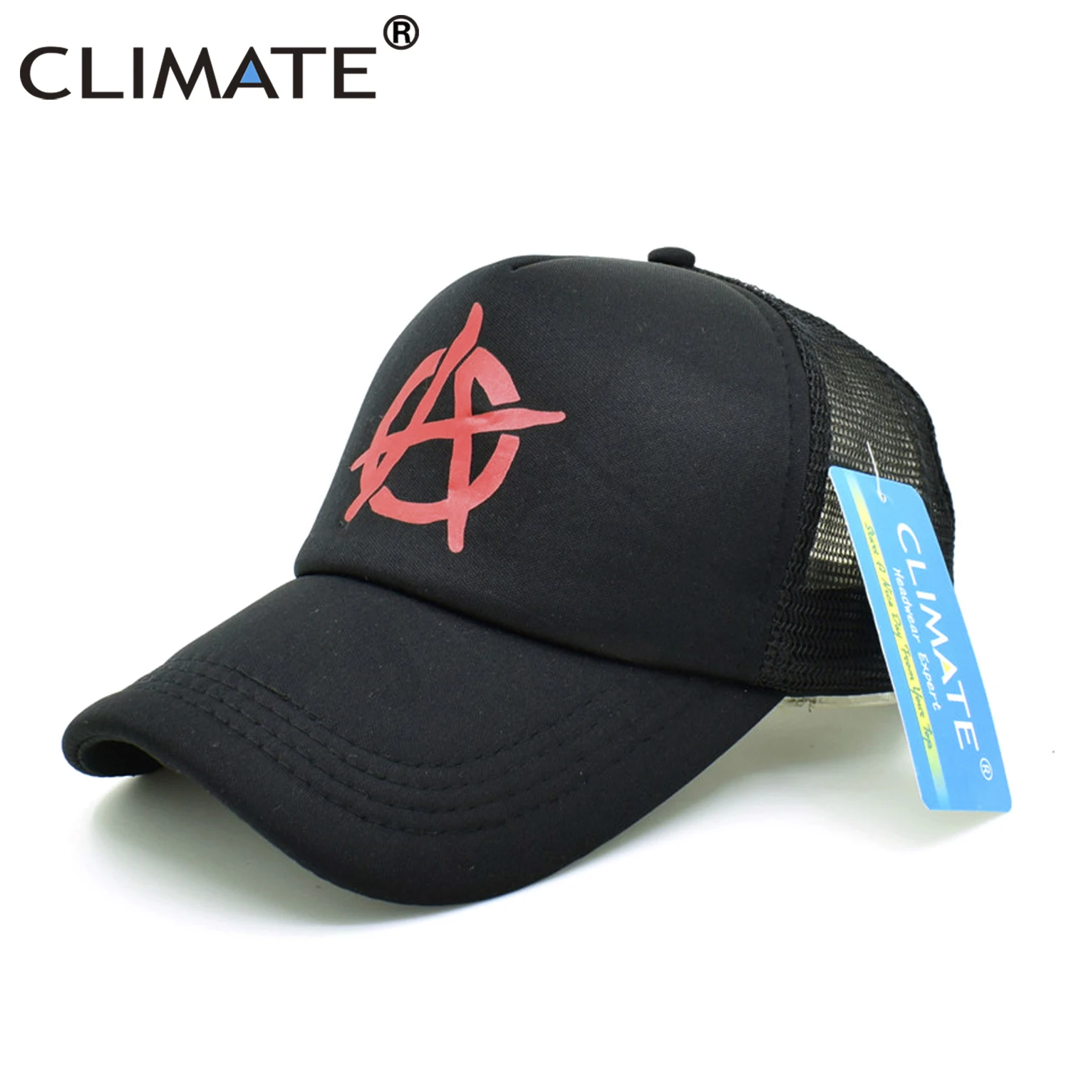 CLIMATE New Anarchy Cap Men Anarchism Anarchist Trucker Caps Summer Cool Cap Mesh Black Baseball Net Trucker Cap Hat for Men