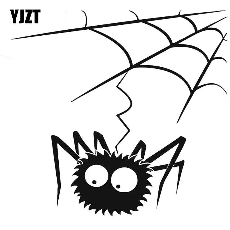 YJZT 13.6*13CM Cartoon Funny SPIDER WEB Halloween Decal Car Window Sticker Black/Silver Vinyl S8-1303