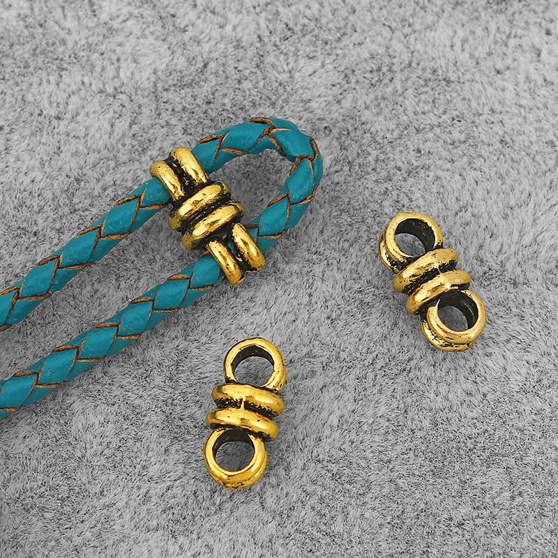 10pcs Bronze/Gold/Silver Color 2/3/4/5 Holes Slider Spacer Beads Connectors For 3mm Round Cord Jewelry DIY Making Findings