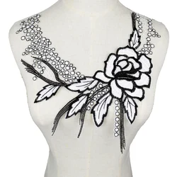 1 Pc Vintage Flower Patch Embroidery Lace Collar Fabric Trim DIY Dress Home Accessories Sewing Repair