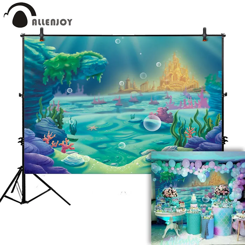 

Allenjoy photography backdrop fairy seabed castle mermaid princess background photo studio shoot prop girl party decor photocall