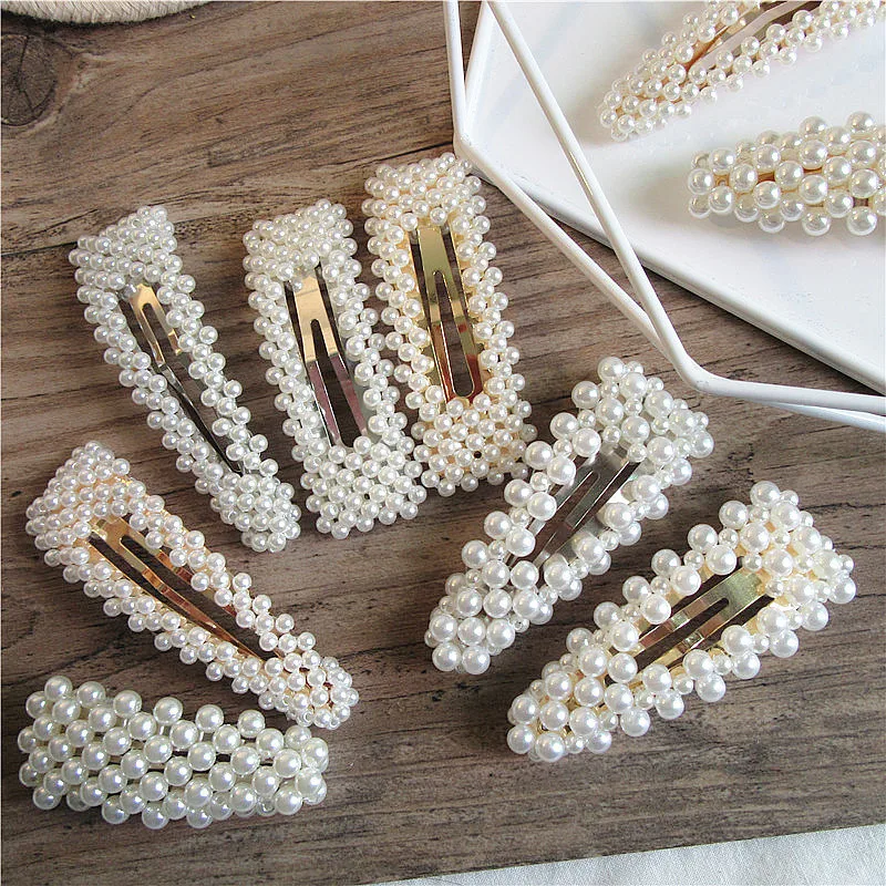 Fashion Imitiation Pearl Hair Clip Barrettes for Women Girls Handmade Pearl Flowers Hairpins Hair Accessories