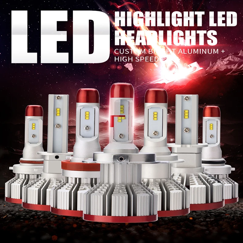 2Pcs H8 H11 H9 Led Headlight bulbs All-in-one Conversion Kit ZES Chips 6500K 90W 12000LM Automobile Car Headlamp light lamps